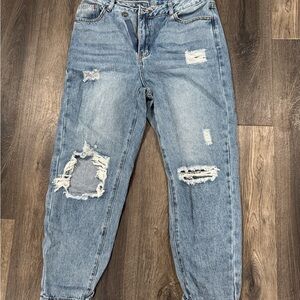 Distressed Blue Jeans